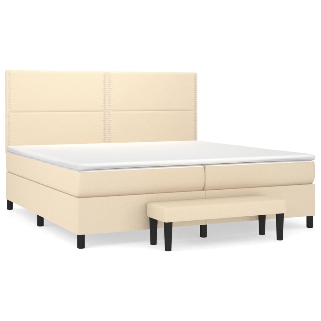 Sommier à lattes de lit avec matelas Crème 200x200 cm Tissu - XIOS