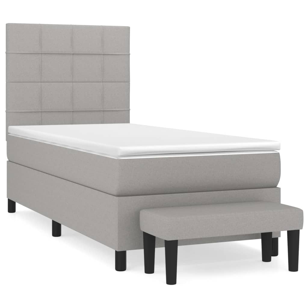 Sommier à lattes de lit et matelas Gris clair 90x190 cm Tissu - XIOS