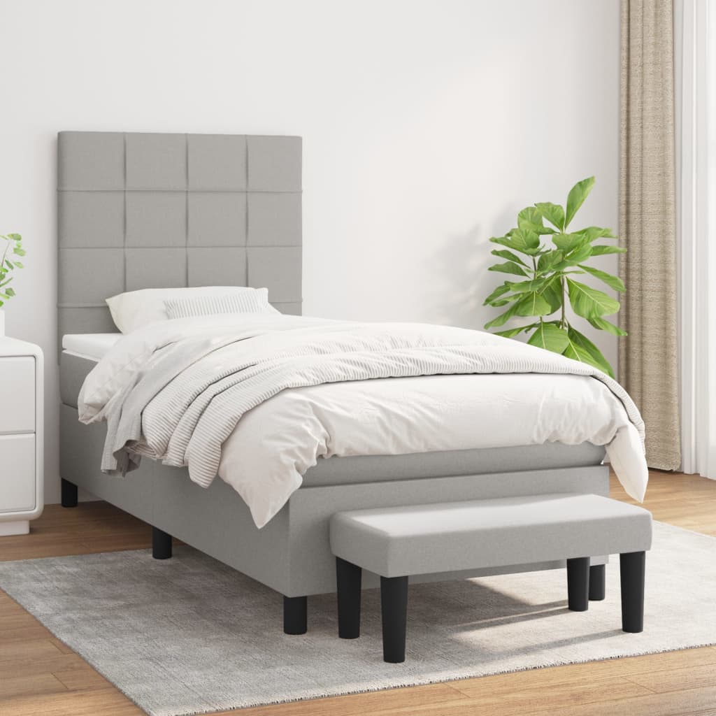 Sommier à lattes de lit et matelas Gris clair 90x190 cm Tissu - XIOS