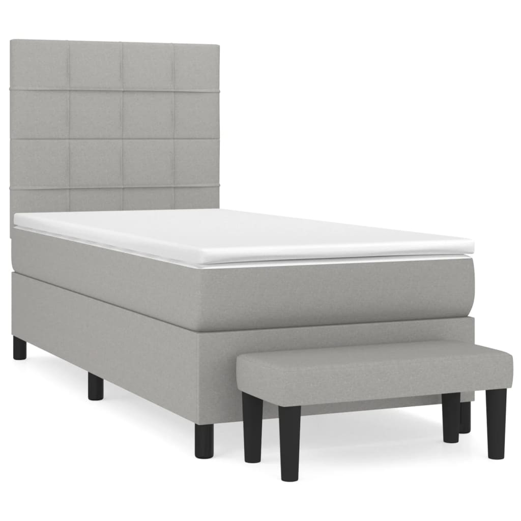 Sommier à lattes de lit avec matelas Gris clair 90x200 cm Tissu - XIOS