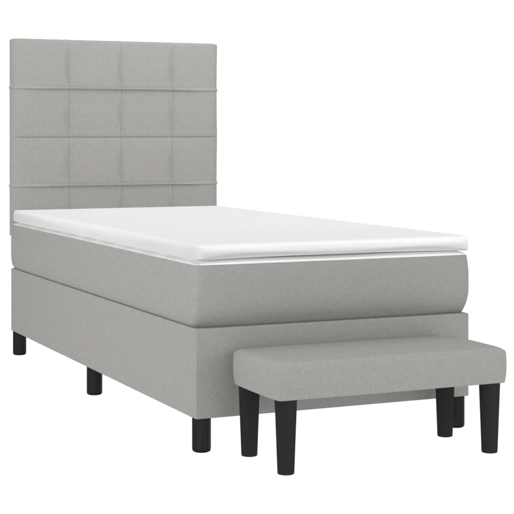 Sommier à lattes de lit avec matelas Gris clair 90x200 cm Tissu - XIOS