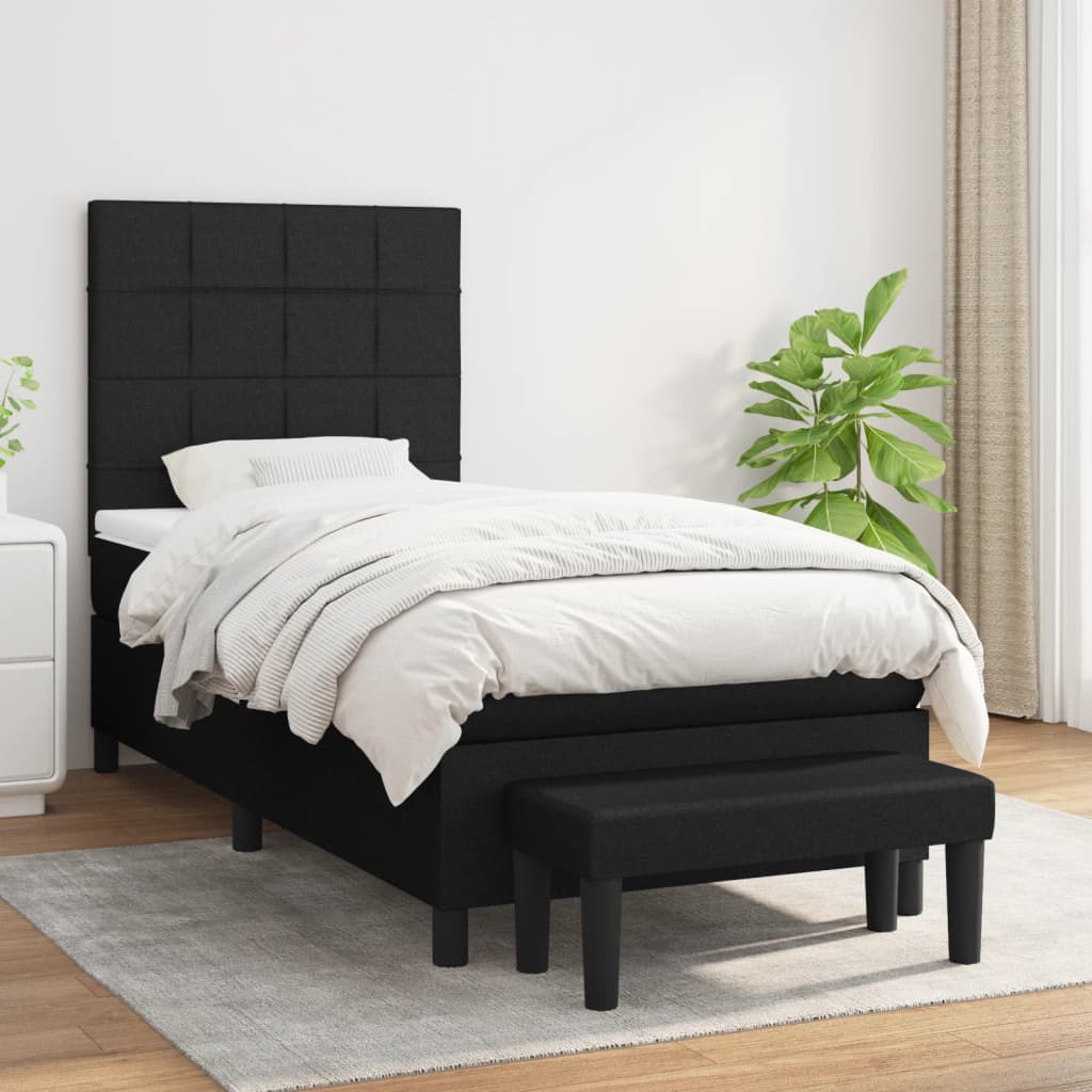 Sommier à lattes de lit avec matelas Noir 90x200 cm Tissu - XIOS