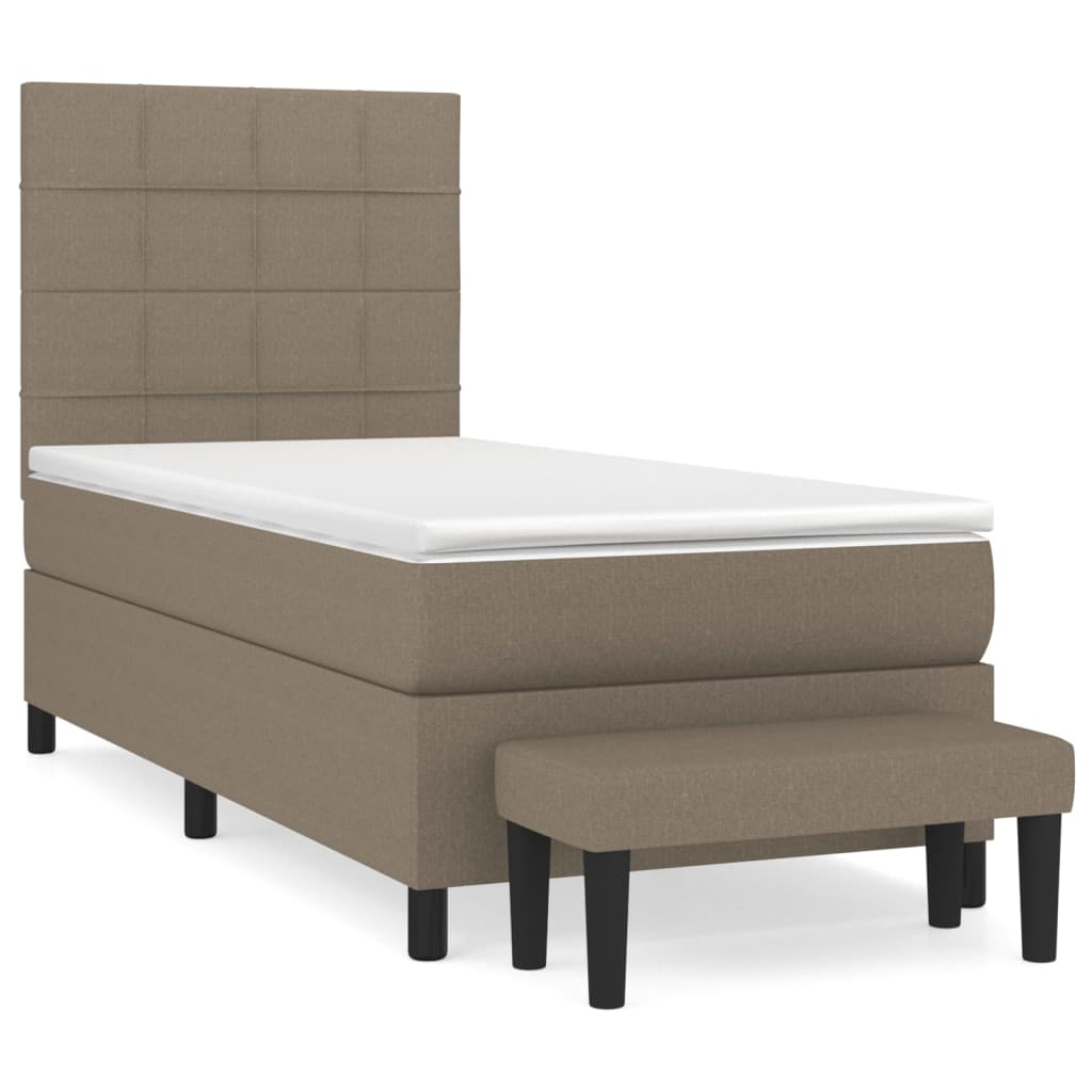 Sommier à lattes de lit avec matelas Taupe 90x200 cm Tissu - XIOS