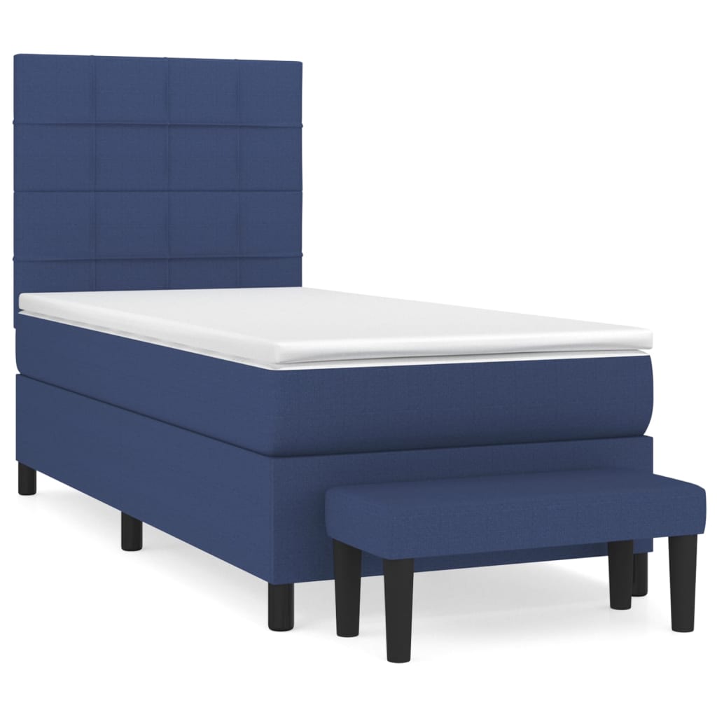 Sommier à lattes de lit avec matelas Bleu 90x200 cm Tissu - XIOS