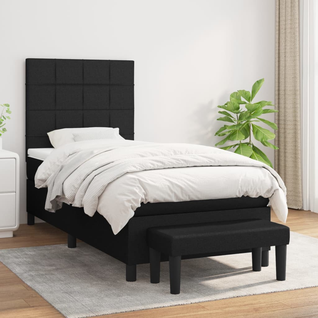 Sommier à lattes de lit avec matelas Noir 100x200 cm Tissu - XIOS