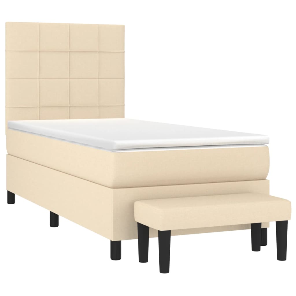 Sommier à lattes de lit avec matelas Crème 100x200 cm Tissu - XIOS