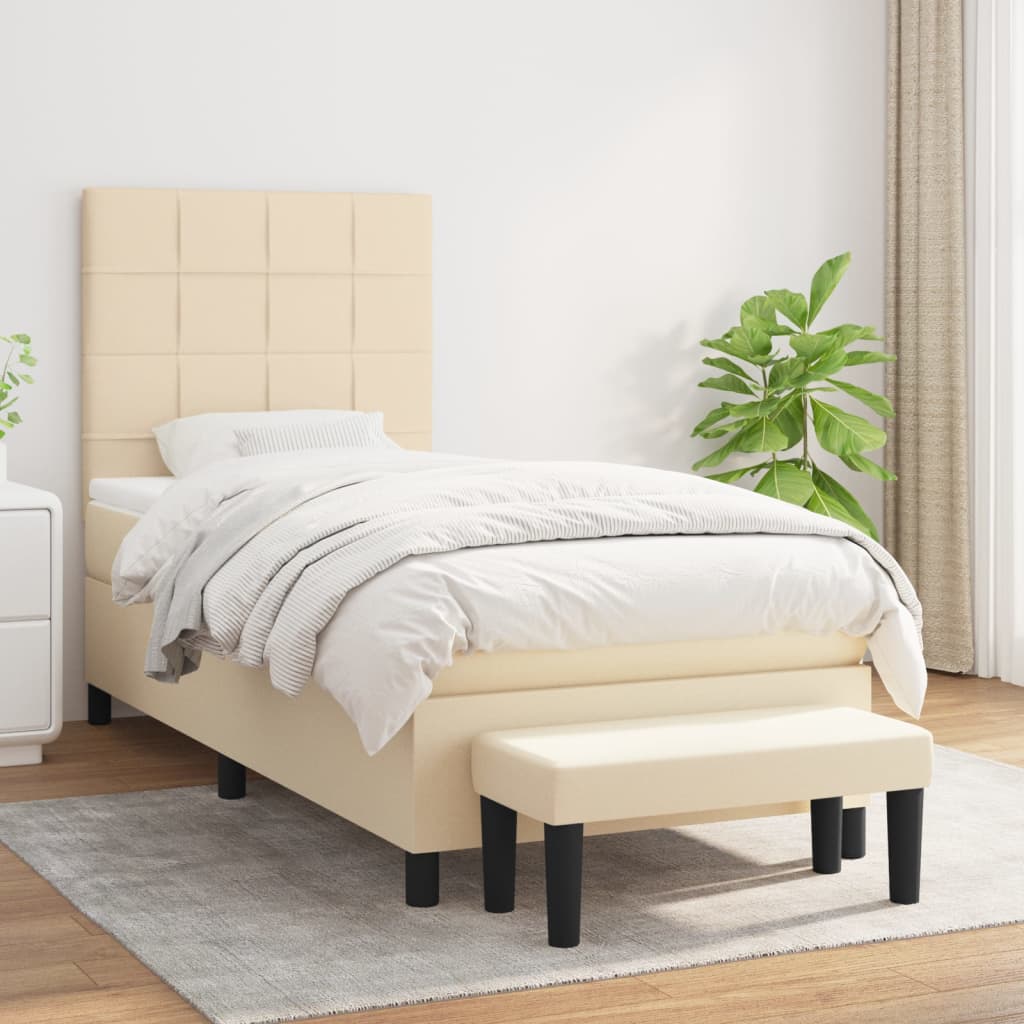 Sommier à lattes de lit avec matelas Crème 100x200 cm Tissu - XIOS