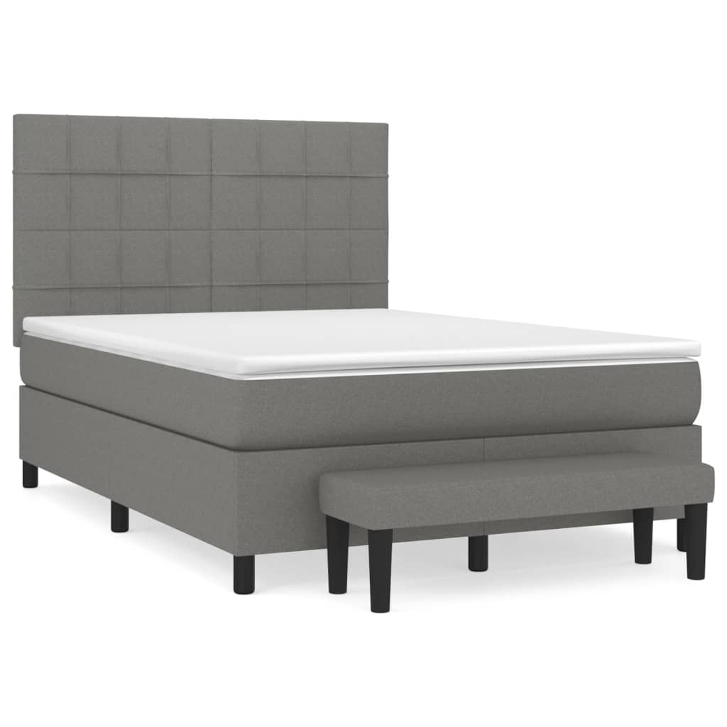 Sommier à lattes de lit avec matelas Gris foncé 140x190cm Tissu - XIOS