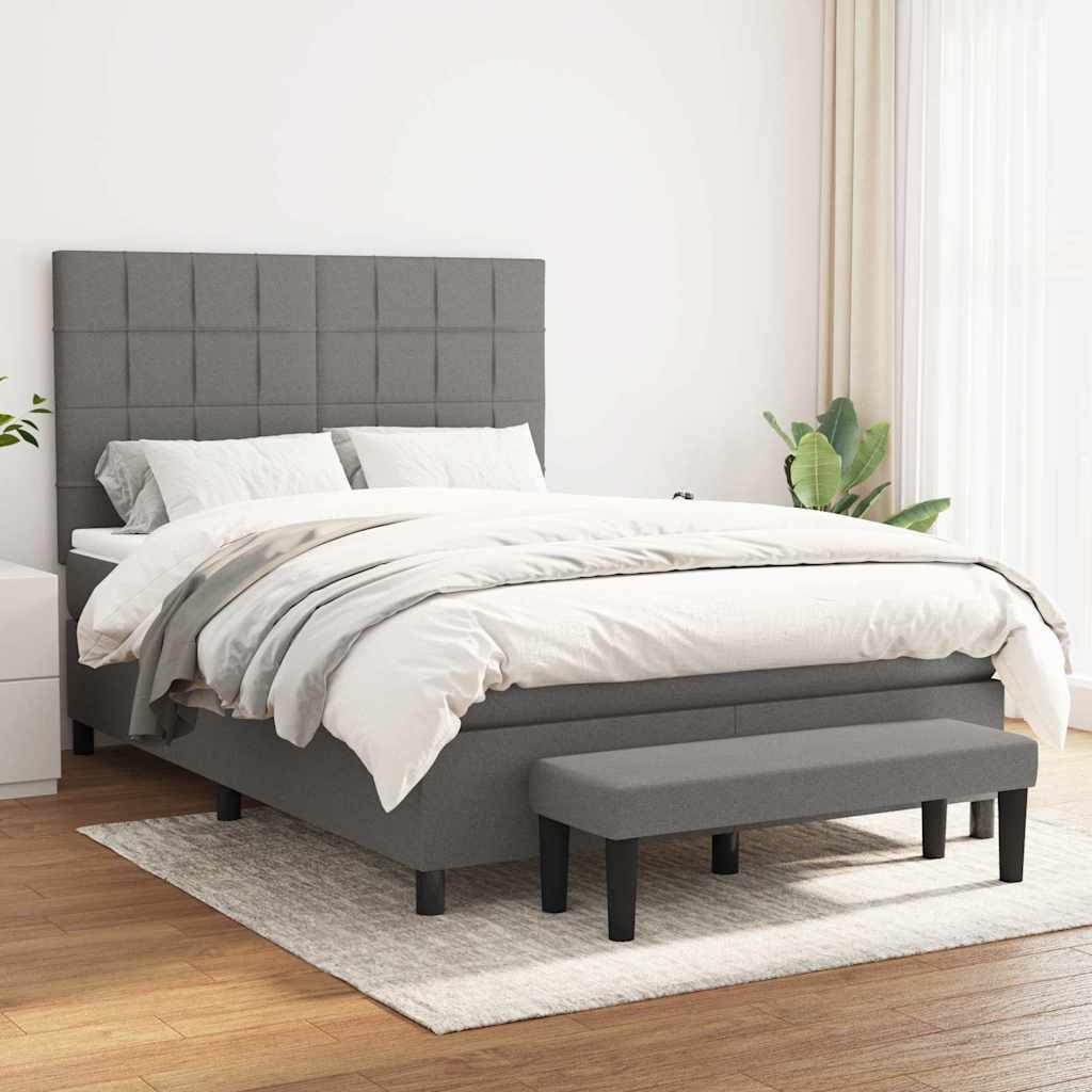 Sommier à lattes de lit avec matelas Gris foncé 140x190cm Tissu - XIOS