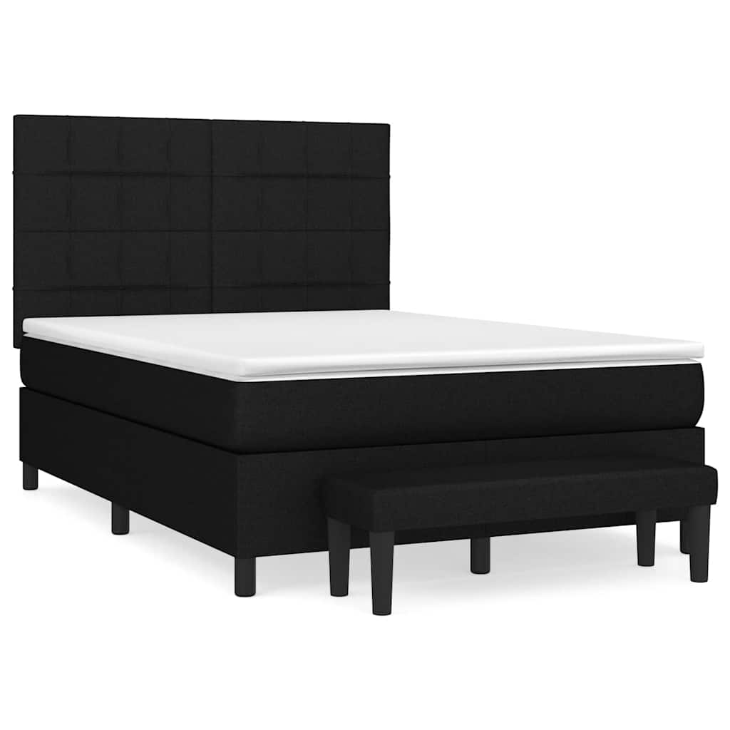 Sommier à lattes de lit avec matelas Noir 140x190 cm Tissu - XIOS