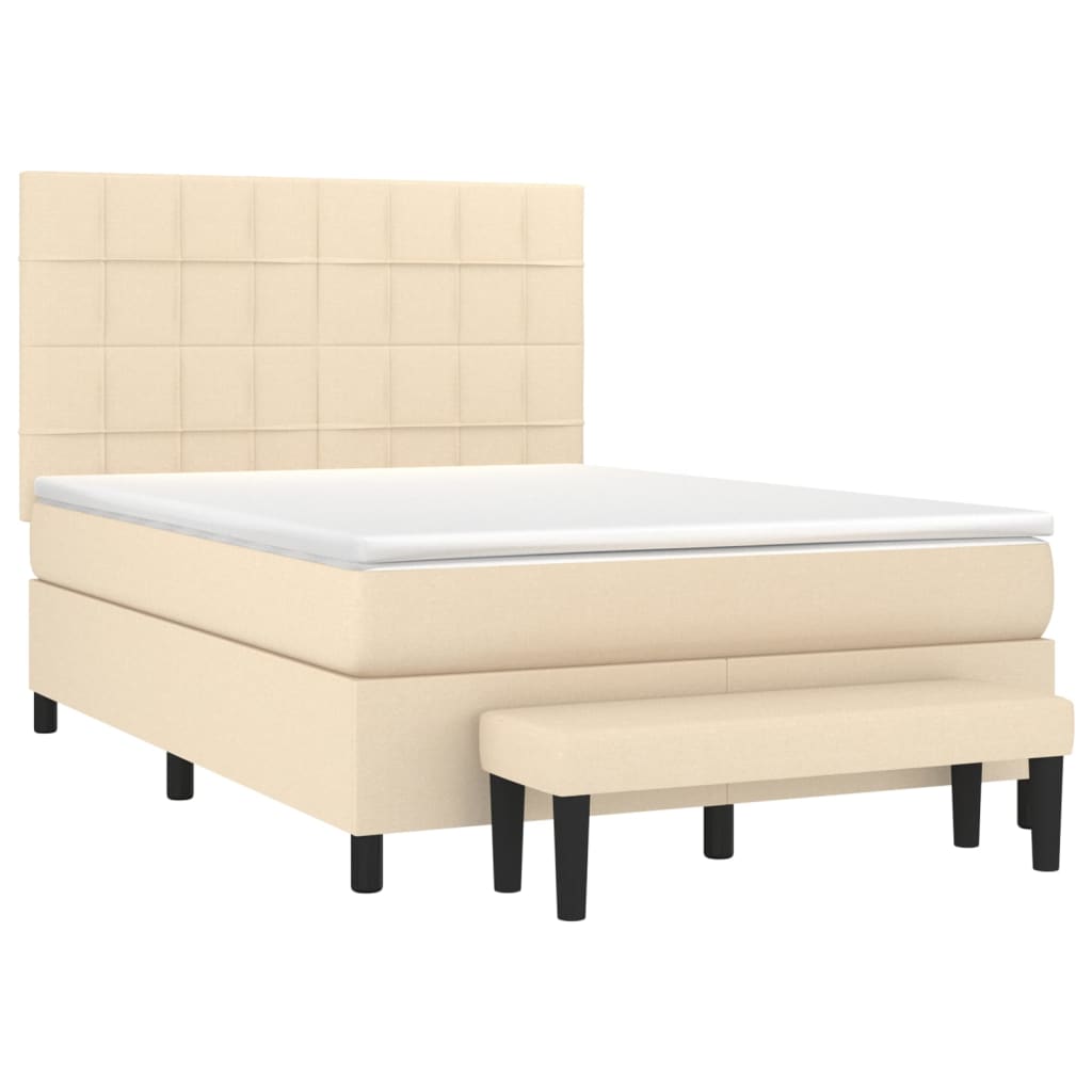 Sommier à lattes de lit avec matelas Crème 140x190 cm Tissu - XIOS
