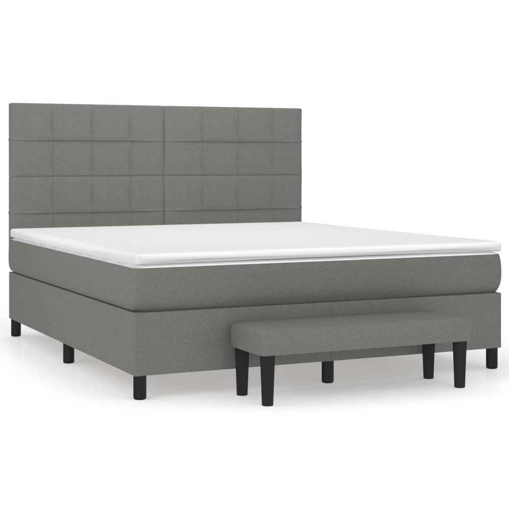 Sommier à lattes de lit avec matelas Gris foncé 160x200cm Tissu - XIOS