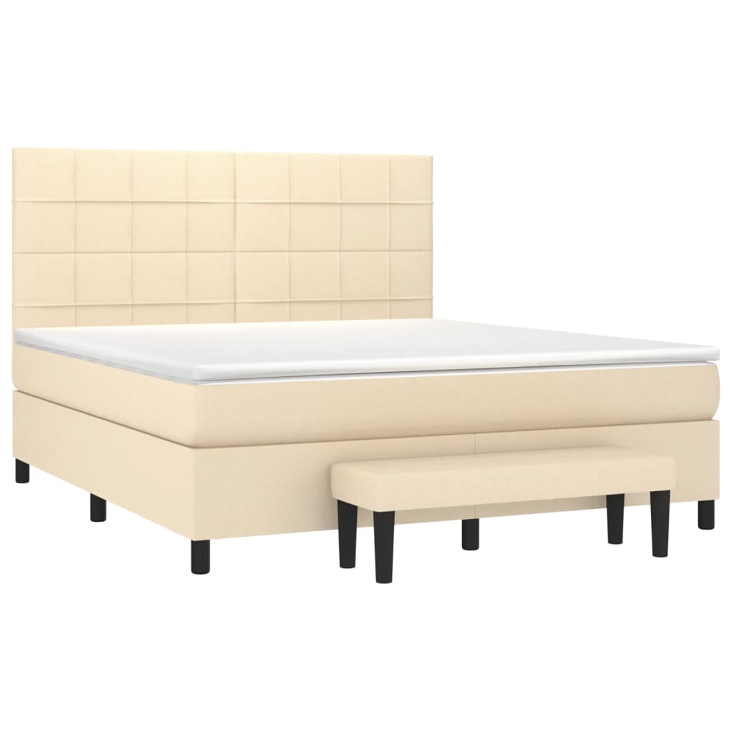 Sommier à lattes de lit avec matelas Crème 160x200 cm Tissu - XIOS