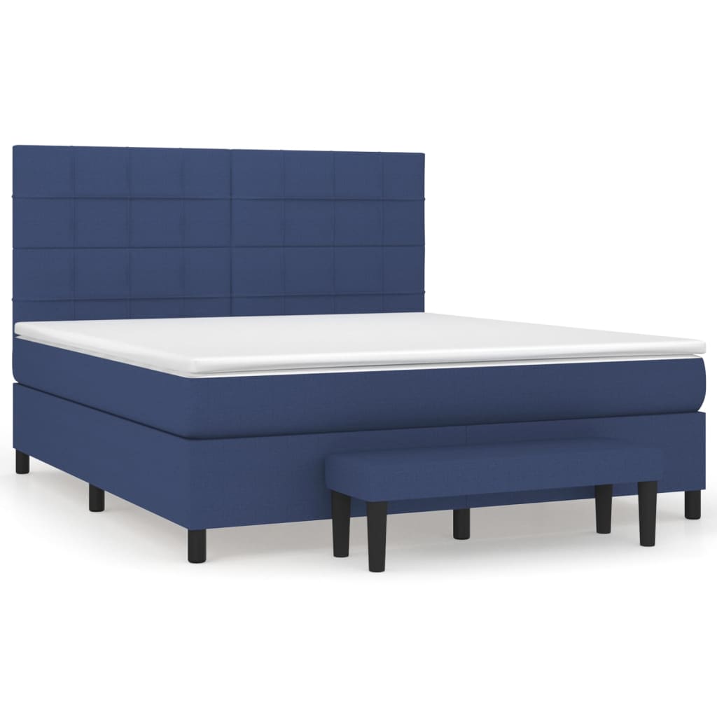 Sommier à lattes de lit avec matelas Bleu 160x200 cm Tissu - XIOS