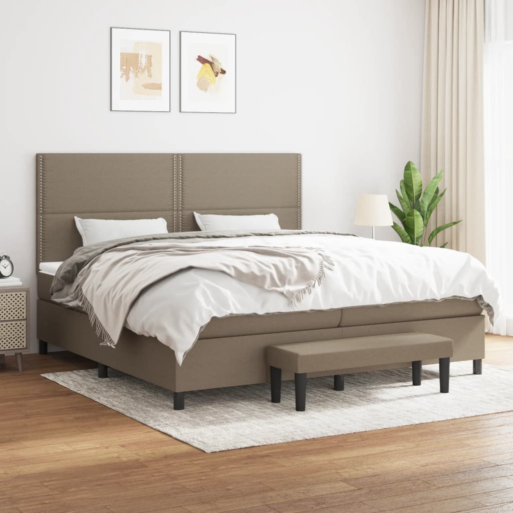 Sommier à lattes de lit avec matelas Taupe 200x200 cm Tissu - XIOS