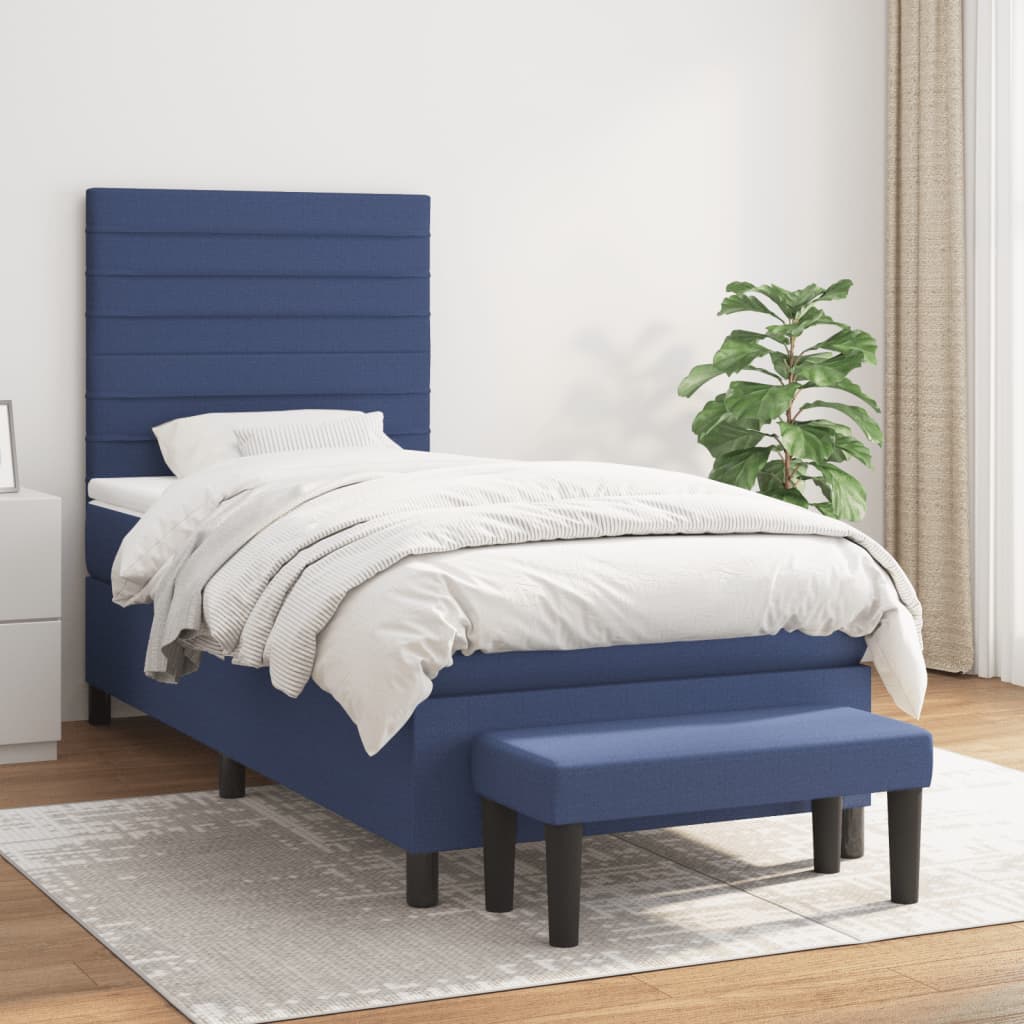 Sommier à lattes de lit avec matelas Bleu 80x200 cm Tissu