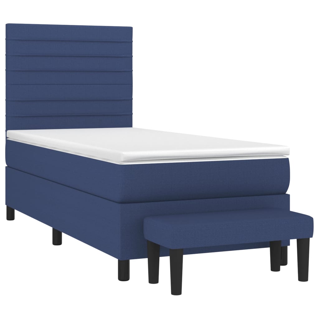 Sommier à lattes de lit avec matelas Bleu 90x190 cm Tissu - XIOS