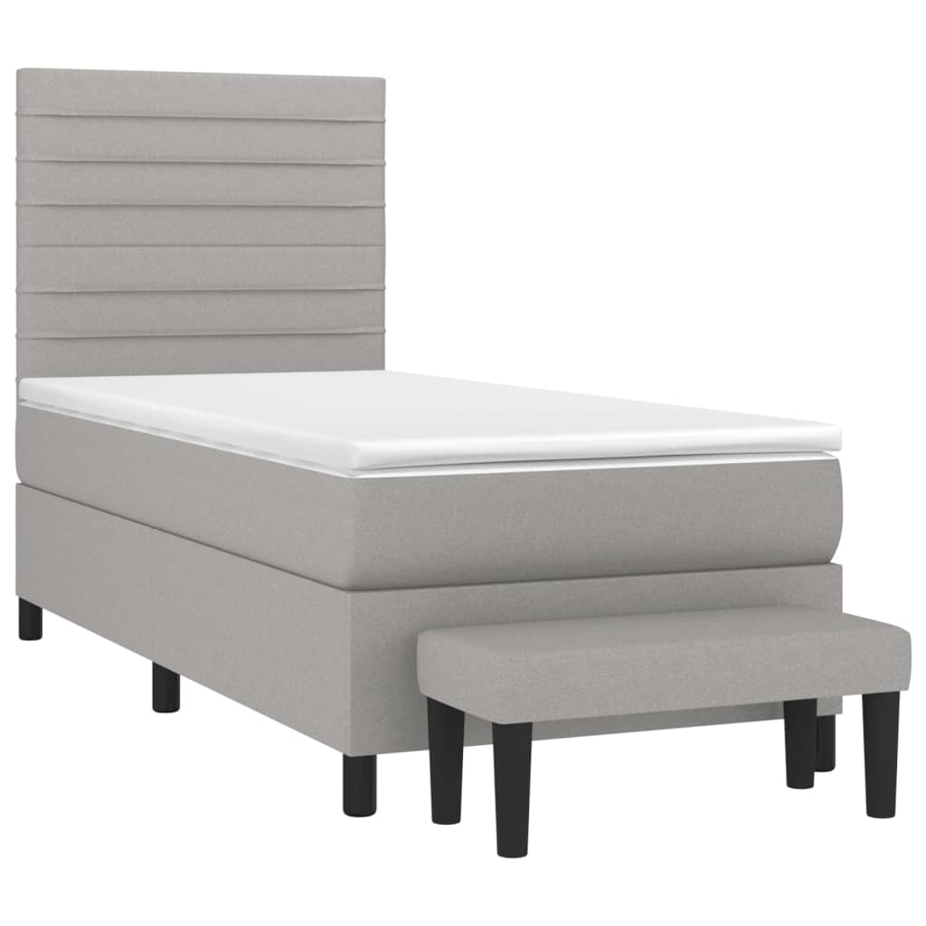 Sommier à lattes de lit avec matelas Gris clair 90x200 cm Tissu - XIOS