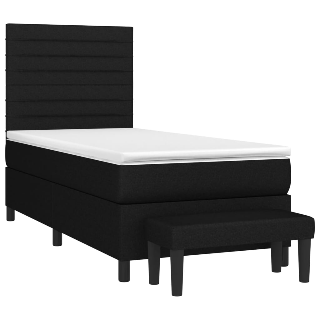 Sommier à lattes de lit avec matelas Noir 90x200 cm Tissu - XIOS