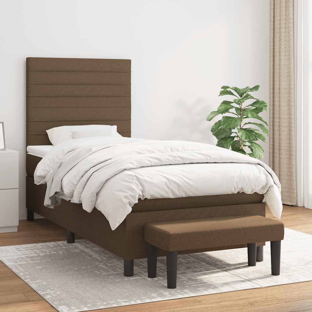 Sommier à lattes de lit avec matelas Marron foncé 90x200 cm