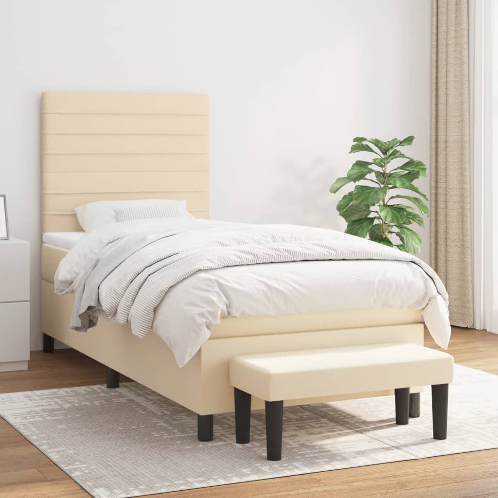 Sommier à lattes de lit avec matelas Crème 90x200 cm Tissu - XIOS