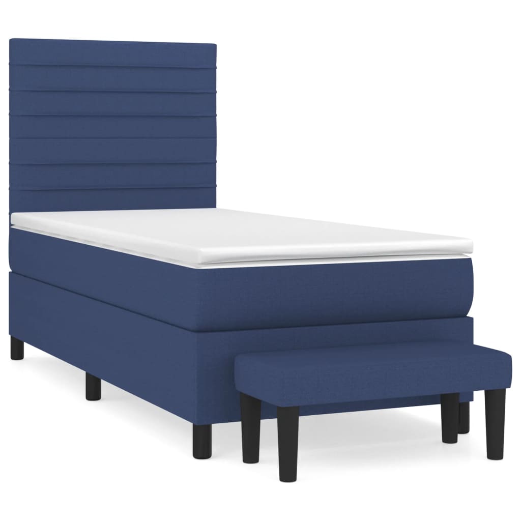 Sommier à lattes de lit avec matelas Bleu 90x200 cm Tissu - XIOS
