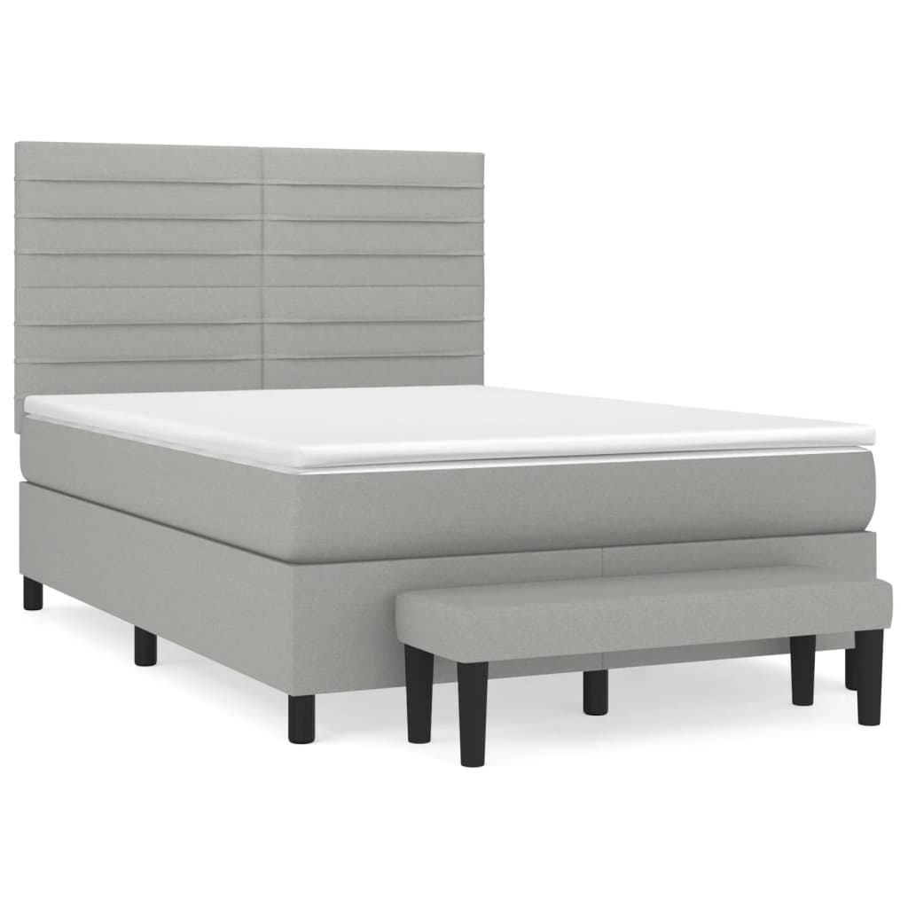 Sommier à lattes de lit avec matelas Gris clair 140x190cm Tissu - XIOS