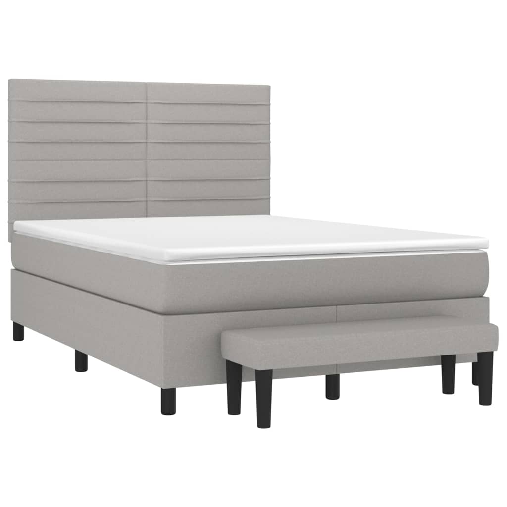 Sommier à lattes de lit avec matelas Gris clair 140x190cm Tissu - XIOS