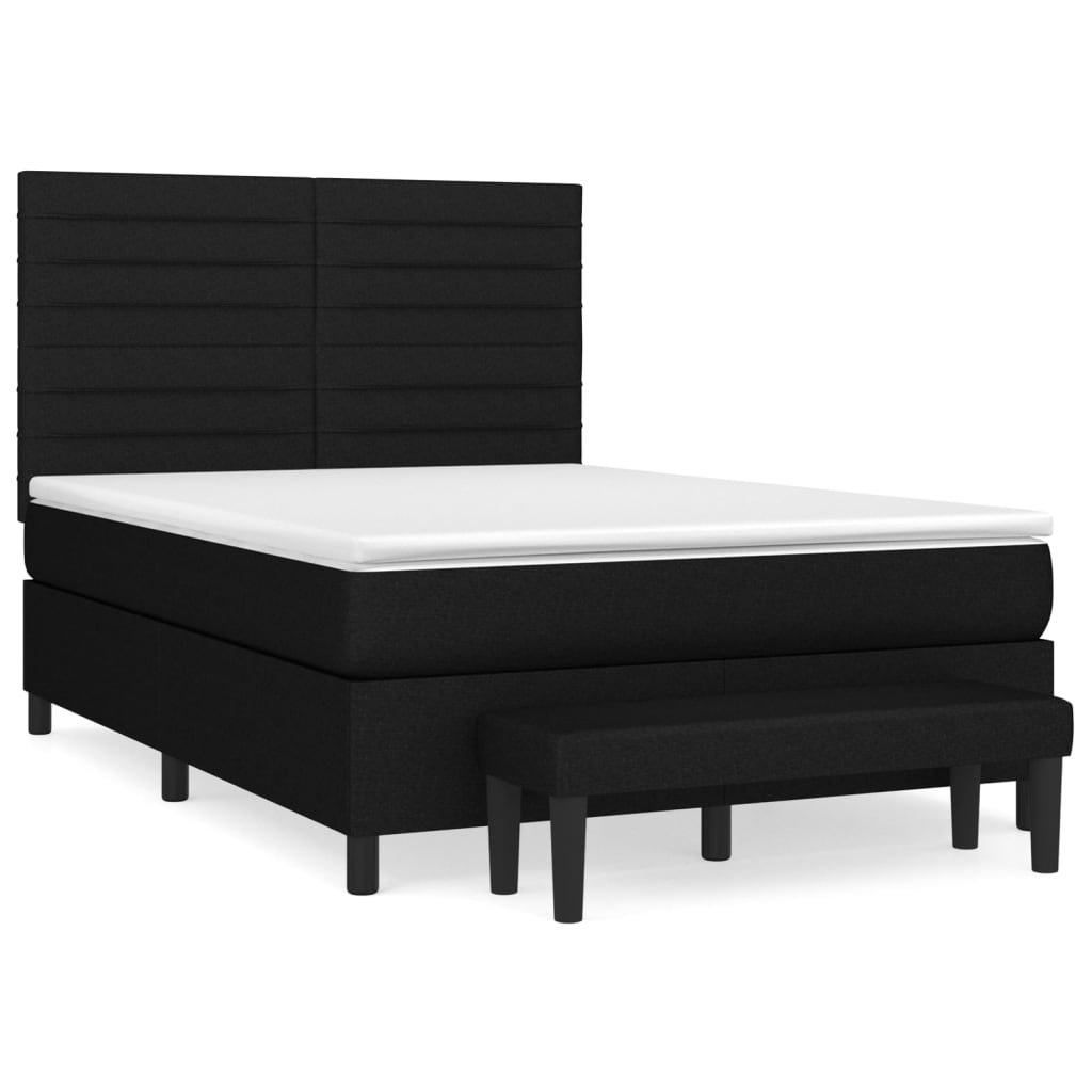 Sommier à lattes de lit avec matelas Noir 140x190 cm Tissu - XIOS