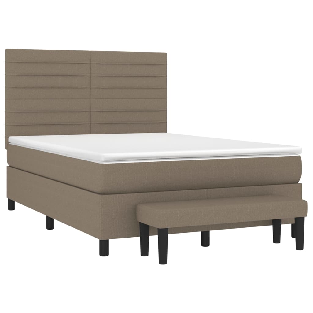 Sommier à lattes de lit avec matelas Taupe 140x190 cm Tissu
