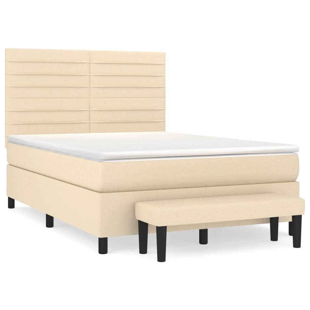 Sommier à lattes de lit avec matelas Crème 140x190 cm Tissu