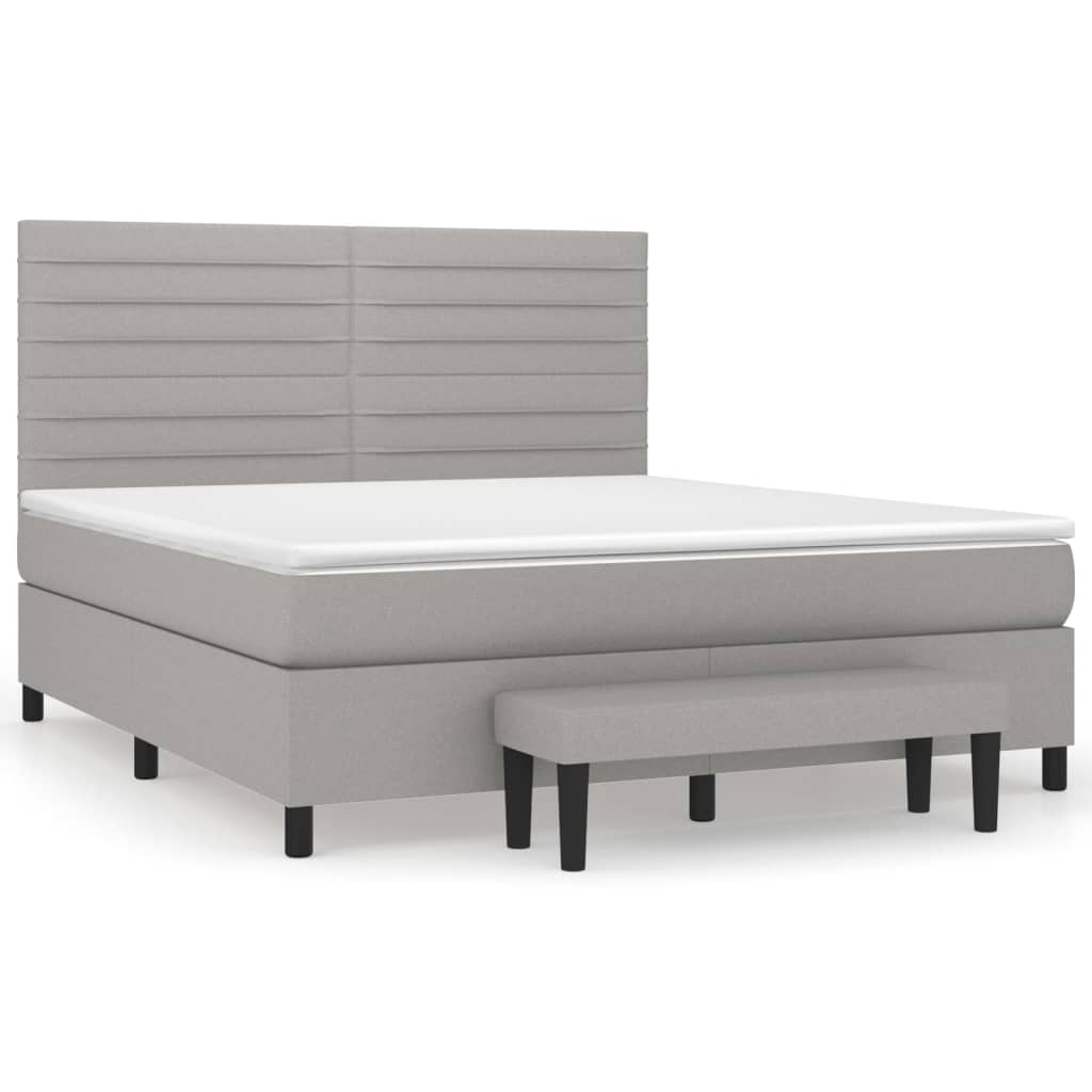 Sommier à lattes de lit avec matelas Gris clair 160x200cm Tissu - XIOS