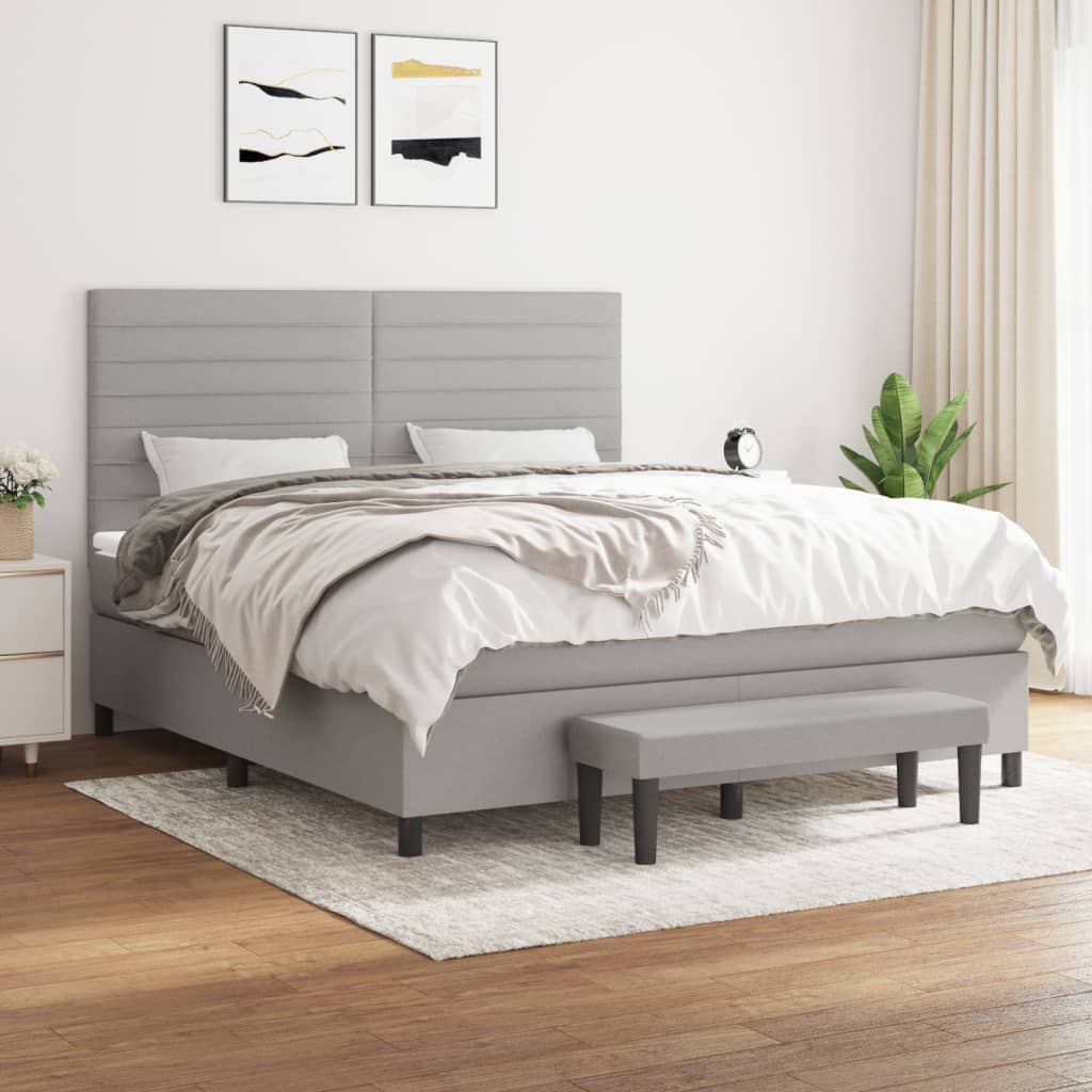 Sommier à lattes de lit avec matelas Gris clair 160x200cm Tissu - XIOS