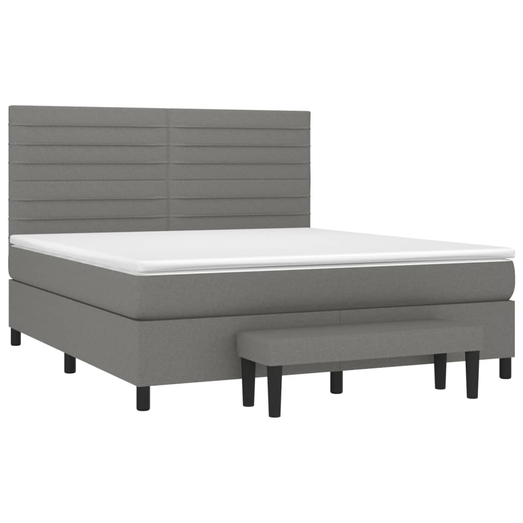 Sommier à lattes de lit avec matelas Gris foncé 160x200cm Tissu - XIOS