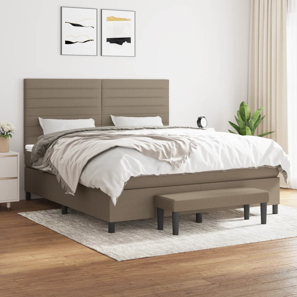 Sommier à lattes de lit avec matelas Taupe 160x200 cm Tissu - XIOS