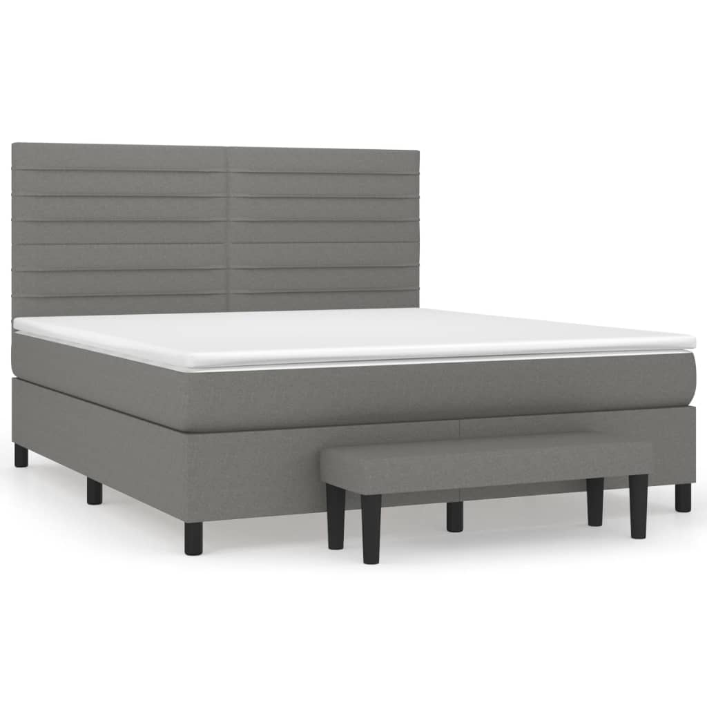 Sommier à lattes de lit avec matelas Gris foncé 180x200cm Tissu - XIOS