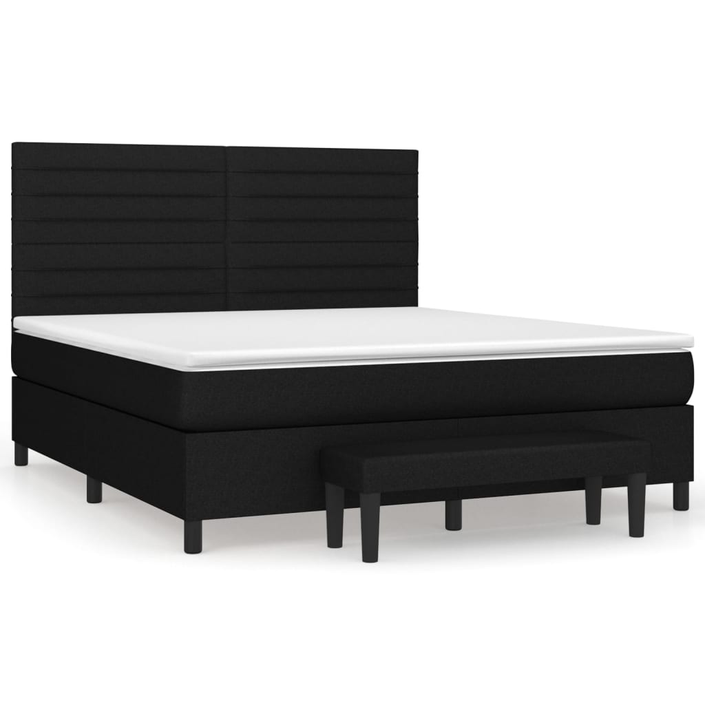 Sommier à lattes de lit avec matelas Noir 180x200 cm Tissu - XIOS