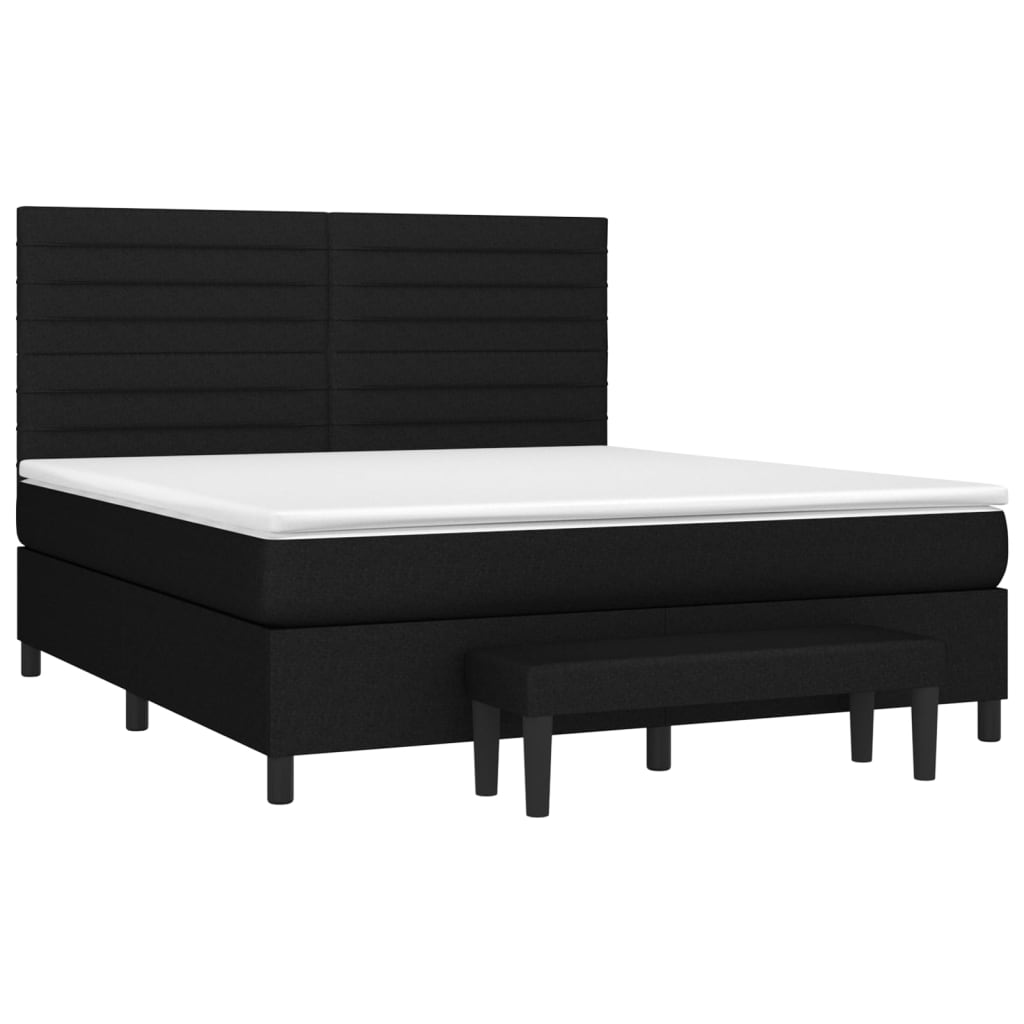 Sommier à lattes de lit avec matelas Noir 180x200 cm Tissu - XIOS