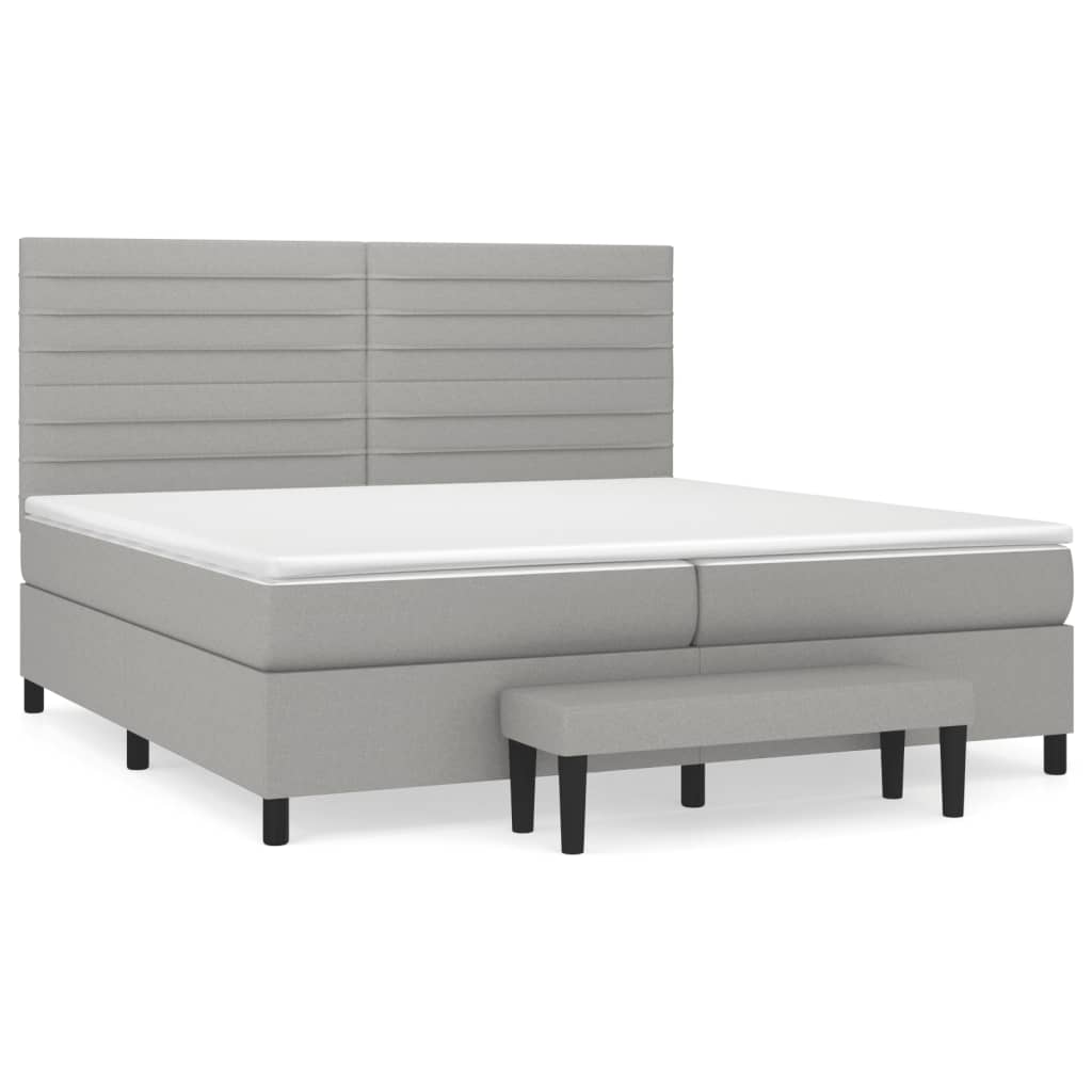 Sommier à lattes de lit avec matelas Gris clair 200x200cm Tissu - XIOS