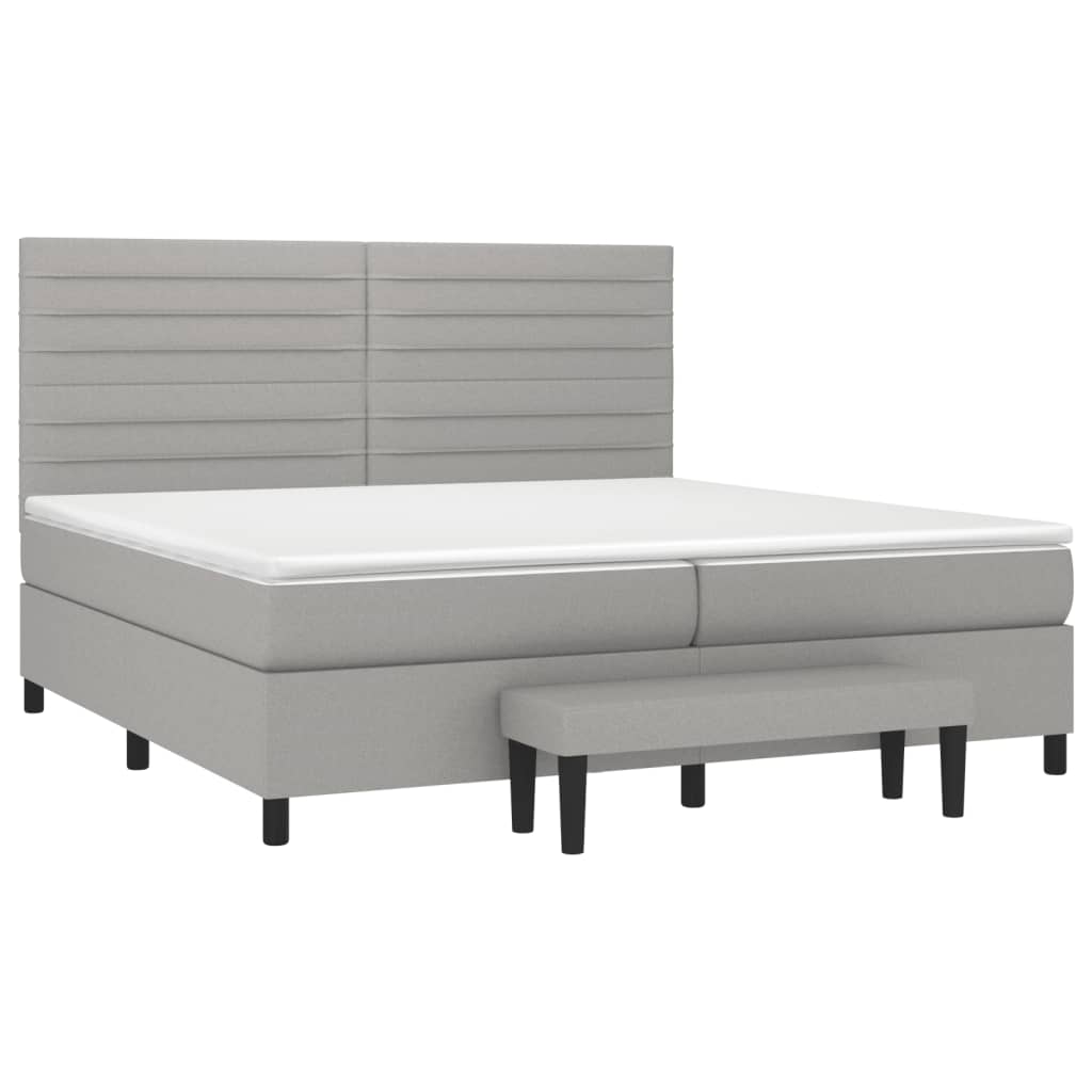 Sommier à lattes de lit avec matelas Gris clair 200x200cm Tissu - XIOS