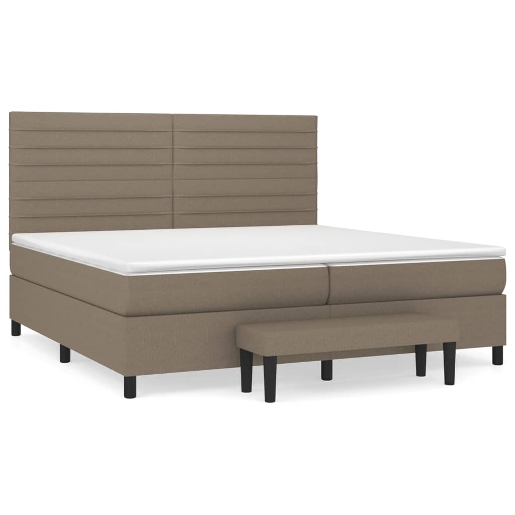 Sommier à lattes de lit avec matelas Taupe 200x200 cm Tissu - XIOS