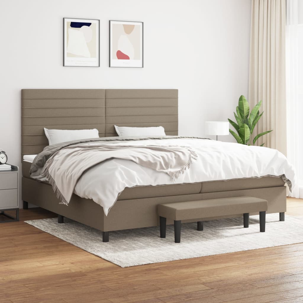 Sommier à lattes de lit avec matelas Taupe 200x200 cm Tissu - XIOS