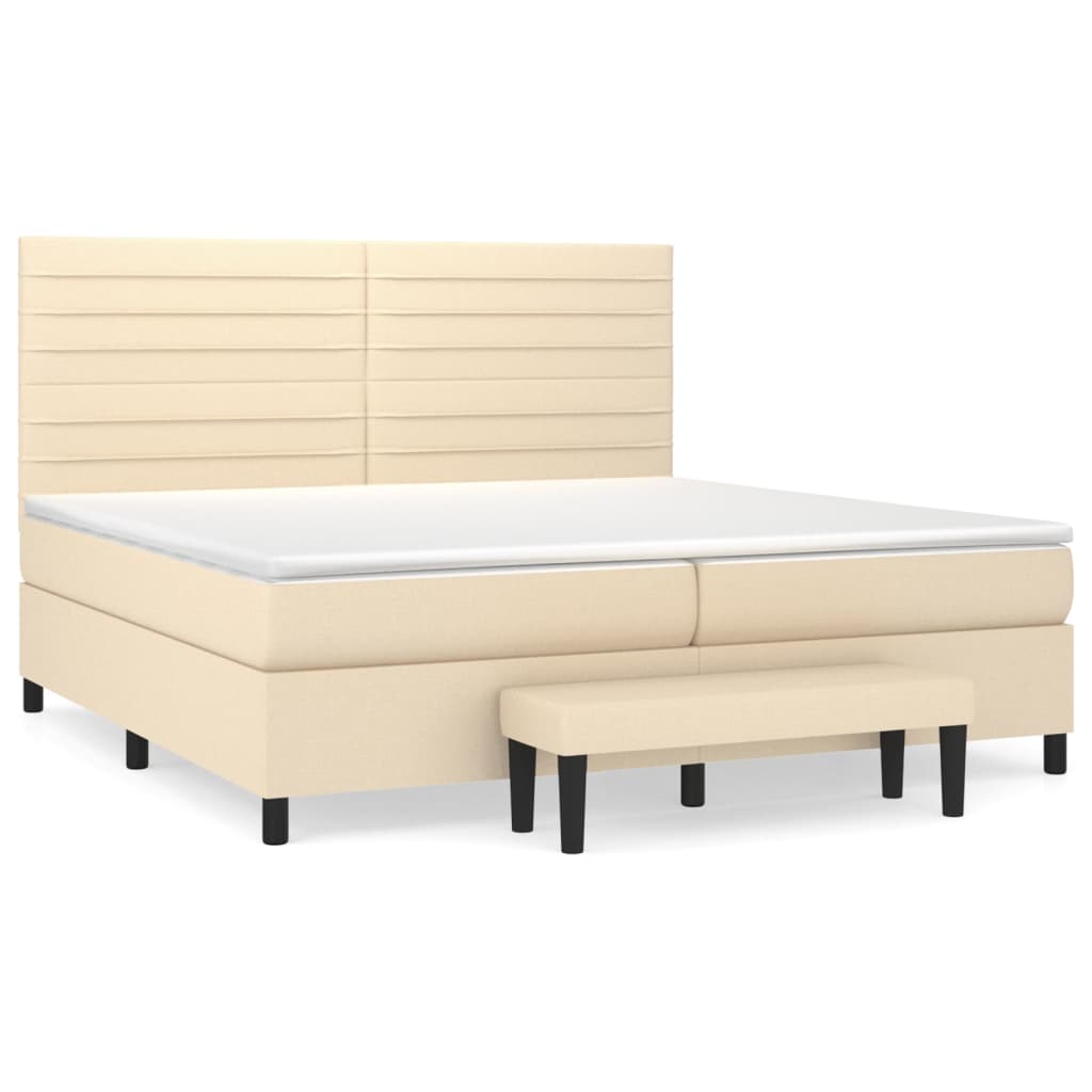 Sommier à lattes de lit avec matelas Crème 200x200 cm Tissu - XIOS