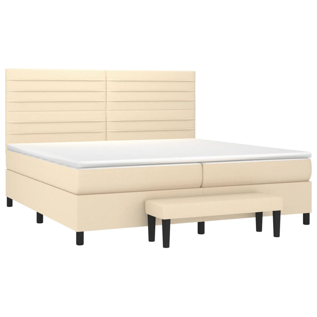 Sommier à lattes de lit avec matelas Crème 200x200 cm Tissu - XIOS