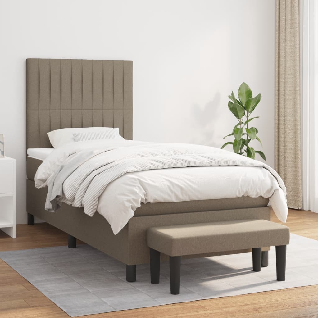 Sommier à lattes de lit avec matelas Taupe 80x200 cm Tissu