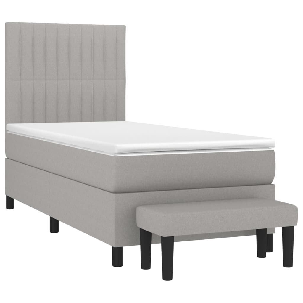 Sommier à lattes de lit et matelas Gris clair 90x190 cm Tissu - XIOS