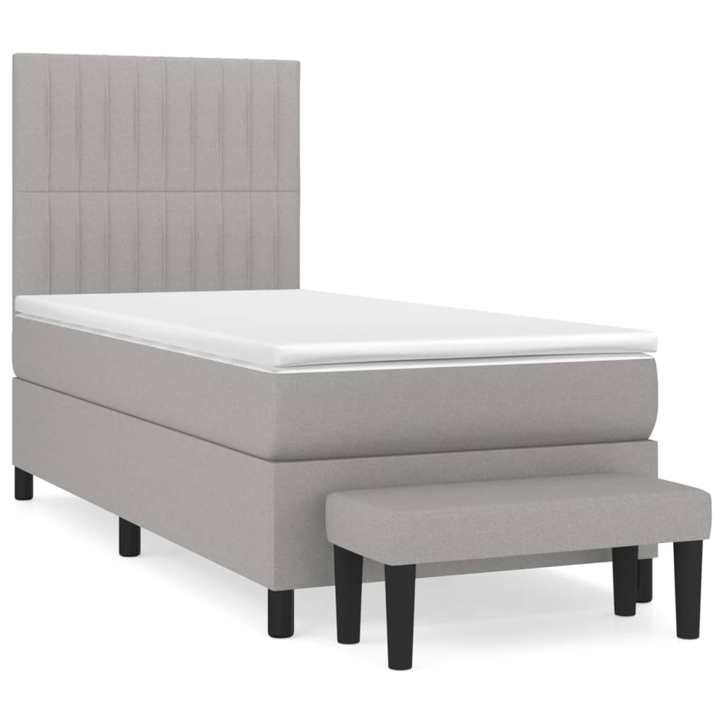 Sommier à lattes de lit avec matelas Gris clair 90x200 cm Tissu - XIOS