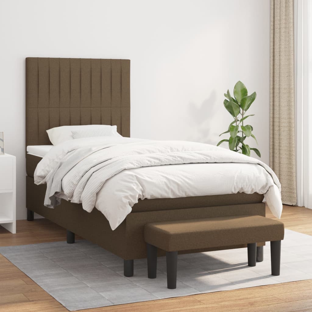 Sommier à lattes de lit avec matelas Marron foncé 90x200 cm
