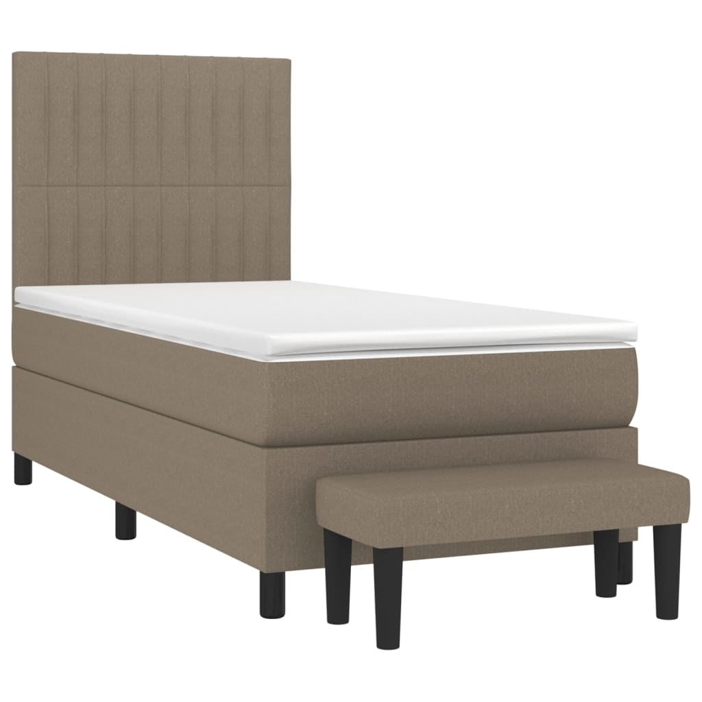 Sommier à lattes de lit avec matelas Taupe 100x200 cm Tissu - XIOS