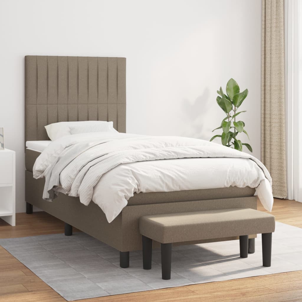 Sommier à lattes de lit avec matelas Taupe 100x200 cm Tissu